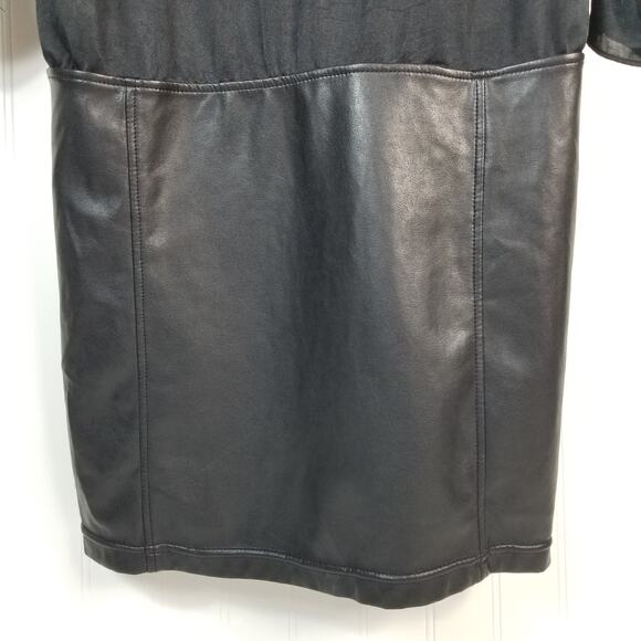 Wilfred Open Back Faux Leather Skirt Long Sleeve Dress Black Large - Picture 4 of 9